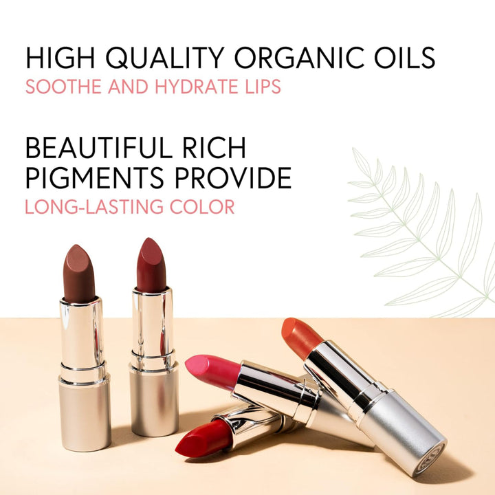 Truly Natural Long Lasting Lipstick, Bermuda, Matte Medium Coral Pink, Naturally Hydrating & Nourishing, Vegan, Gluten-Free & Cruelty-Free, 0.13 oz / 3.8 g
