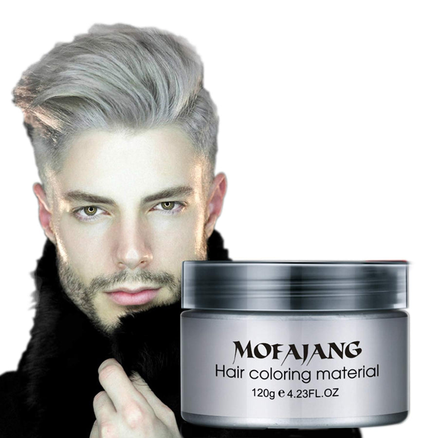Mofajang Hair Wax Dye Styling Cream Mud, Natural Hairstyle Color Pomade, Washable Temporary, Gray