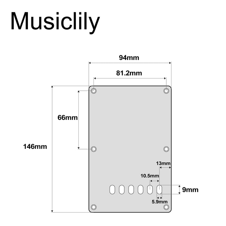 6 Hole Guitar Back Plate Tremolo Cavity Cover Backplate for China Made Squier Guitar Parts,3Ply Black