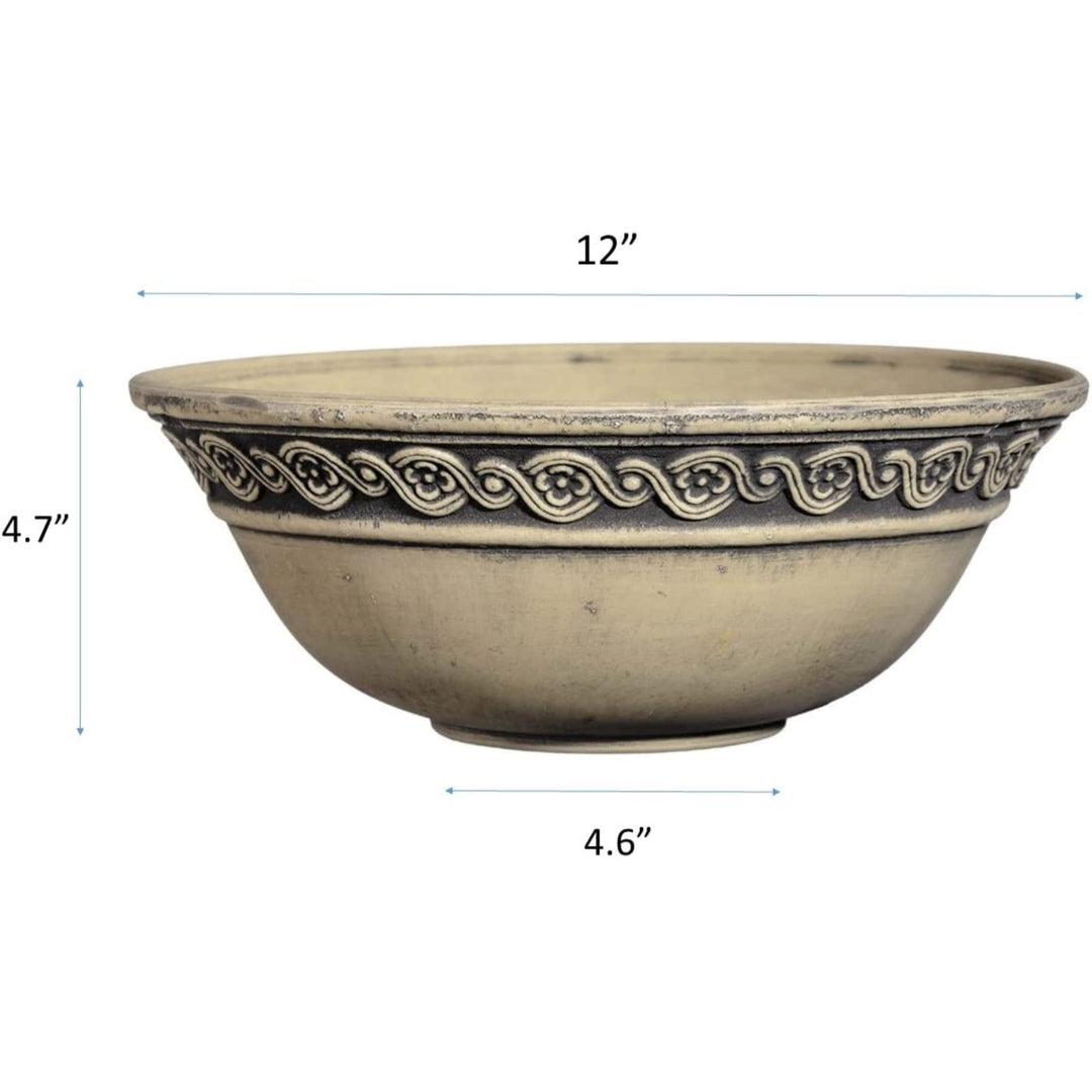 Corinthian Resin Flower Pot Planter Bowl, Gray, 12