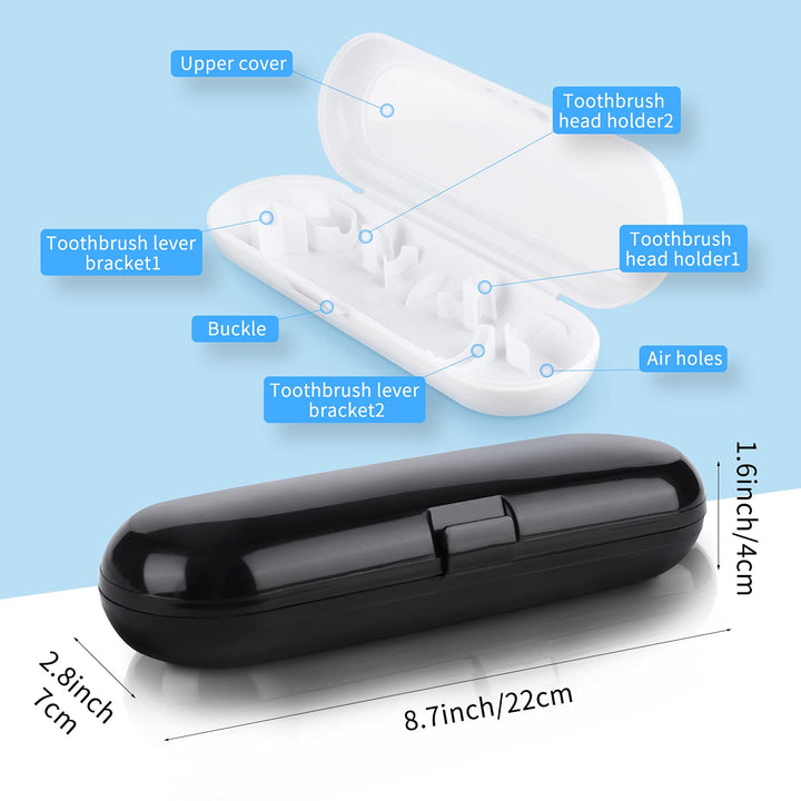 2 Pack Electric Toothbrush Travel Case for Oral-B Pro and Other Electric Toothbrush, Portable Travel Toothbrush Holder (Black & White)