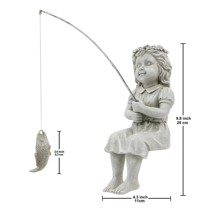 Gifts for Garden Home Mon Grandma The Little Fishergirl GardenHome Decor Statue,Fisherman Figurine Sculpture,OutdoorIndoor,Desk,Pool Pond Ornament
