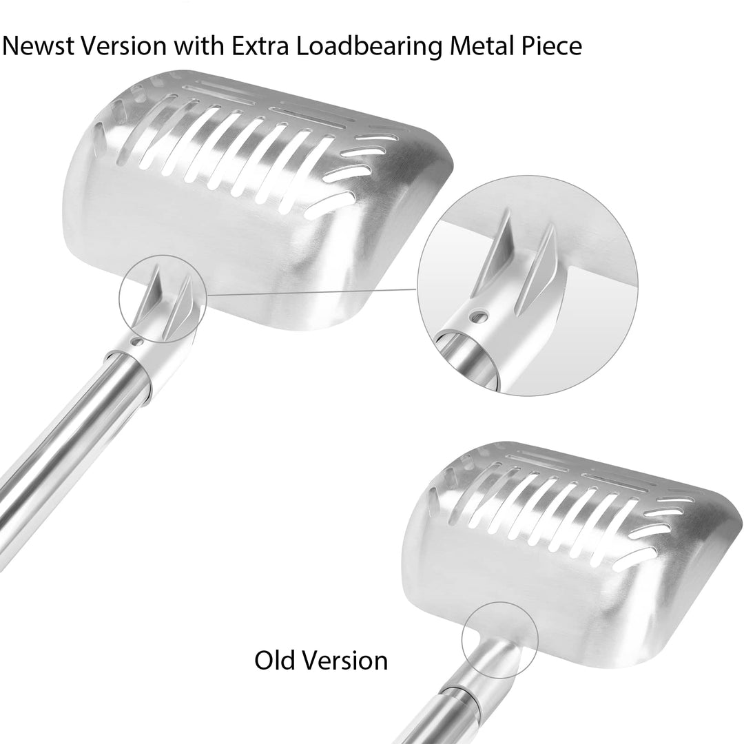 Metal Cat Litter Scoop with Deep Shovel&Long Handle,Detachable Stainless Steel Non-Stick Litter Sifter with Foam Padded Grip, No Bending Back Heavy Duty Cat Litter Scooper