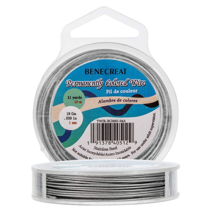 33-Feet 0.04inch (1mm) 7-Strand LightGrey Bead String Wire Nylon Coated Stainless Steel Wire for Necklace Bracelet Beading Craft Work