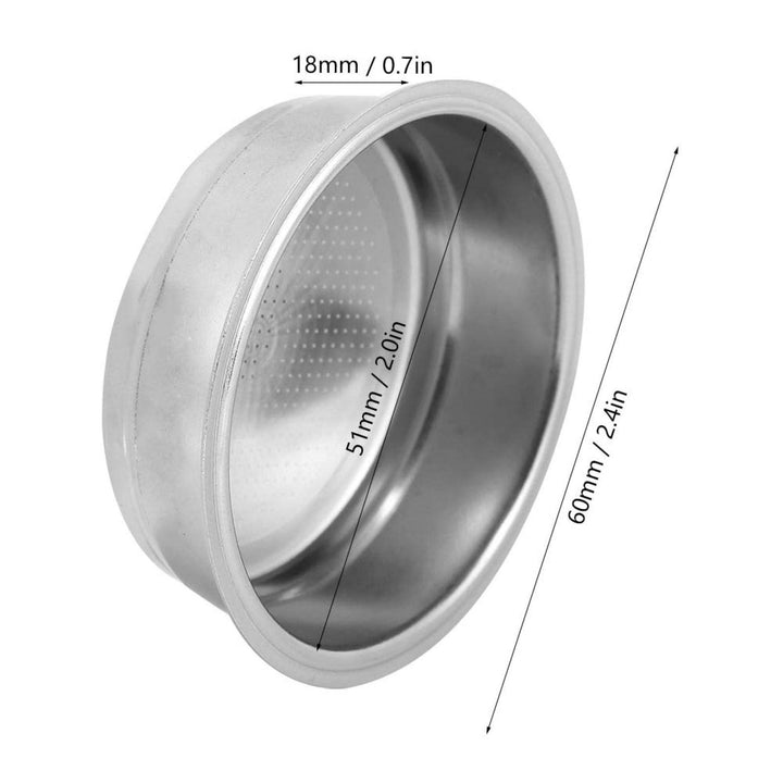 Coffee Filter Basket Stainless Steel Strainer, Cup 51mm Single Layer Non Pressurized Filter Basket Strainer Fit for DeLonghi