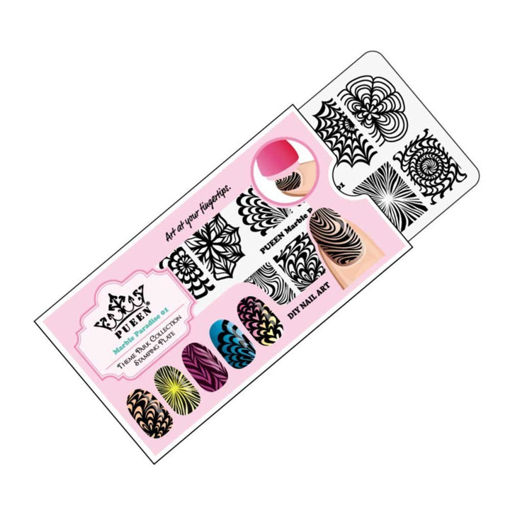 Nail Art Stamping Plate - Marble Paradise 01 - Theme Park Collection 125x65mm Unique Nailart Polish Stamping Manicure Image Plates Accessories Kit - BH000715