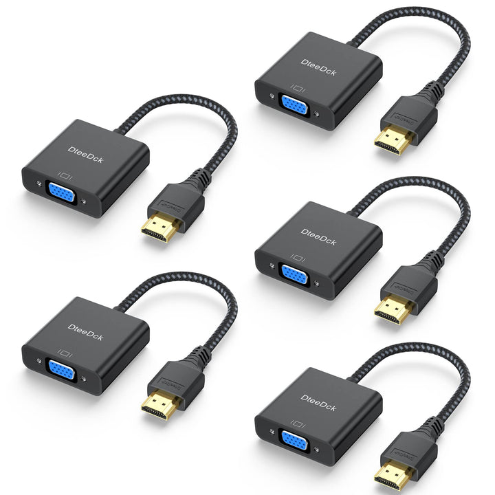 HDMI to VGA Adapter, HDMI-to-VGA Adapters Braided Cable Male to Female HDMI VGA Converter for Monitor Laptop Desktop Computer PC Projector HDTV Compatible with Lenovo HP ASUS Dell...