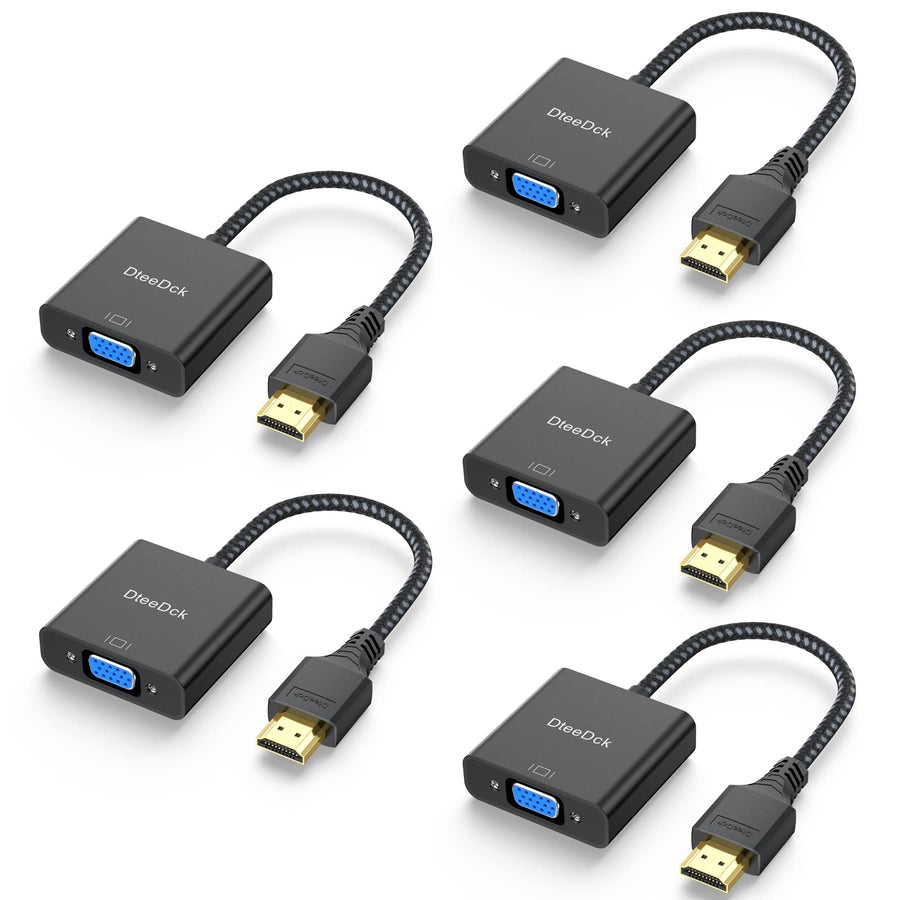 HDMI to VGA Adapter, HDMI-to-VGA Adapters Braided Cable Male to Female HDMI VGA Converter for Monitor Laptop Desktop Computer PC Projector HDTV Compatible with Lenovo HP ASUS Dell...
