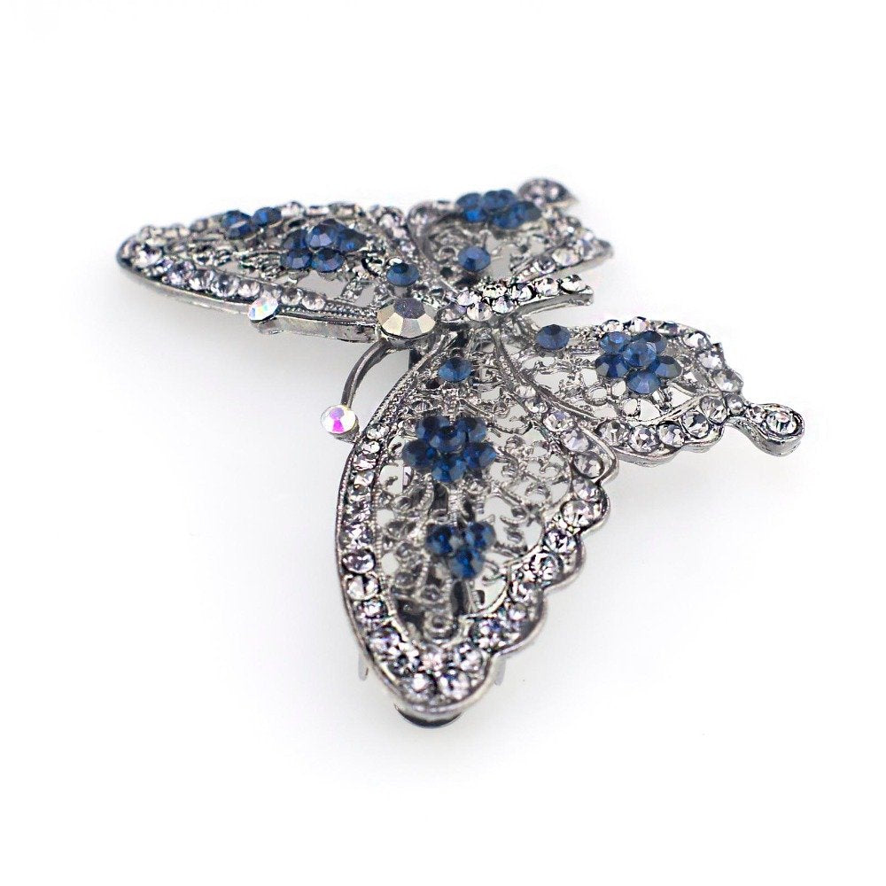 Amazing Fashion Butterfly Hairpin Blue Crystal Headwear Barrette Hair Clip Headwear Accessories Jewelry