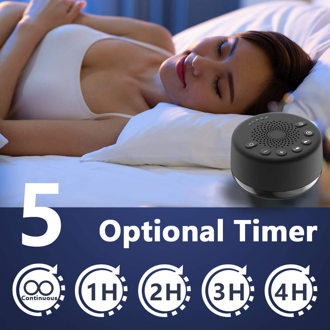 Sound White Noise Machine with 25 Soothing Sounds and Memory Function 32 Levels of Volume and 5 Sleep Timer Powered by AC or USB for Sleeping Relaxation (Black-No Light)