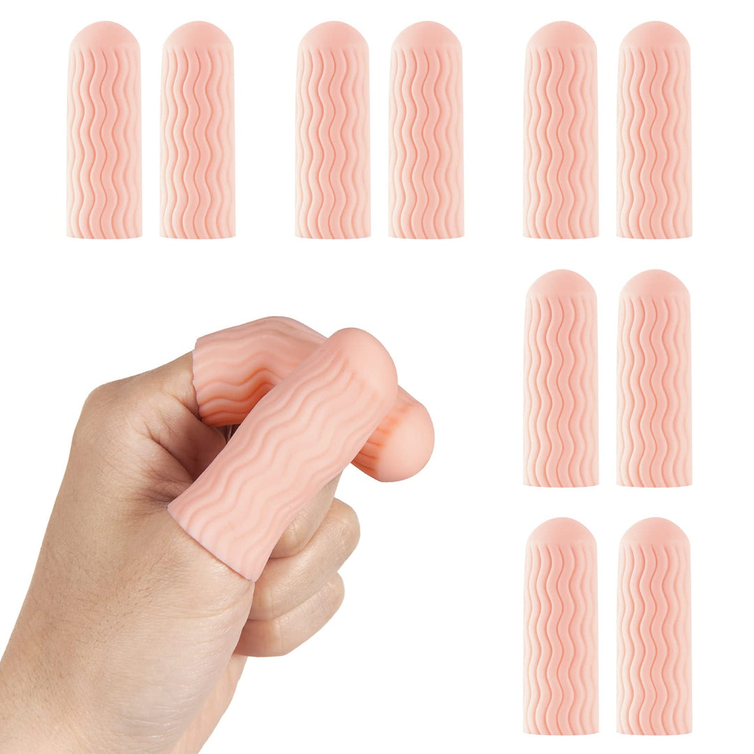 12 PCS Finger Cots - Finger Protectors Gel Finger Gloves Covers Fingertip Sleeves Guards for Cracked Skin, Trigger Finger and More, Large Size