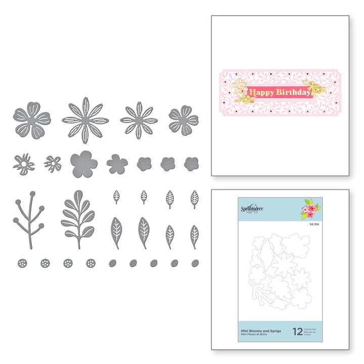 SPELLBINDERS PAPERCRAFTS, INC Etched Dies-Mini Blooms and Sprigs, Metal