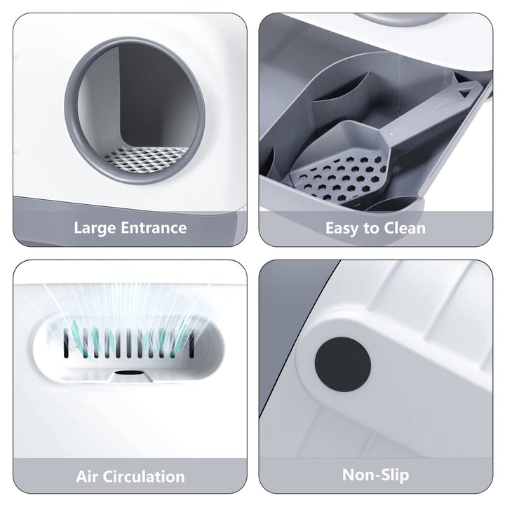 Cat Litter Box,Fully Enclosed Litter Box Holds Odors,Prevents Urine and Litter Leakage,Easy to Clean Stylish Litter Box Furniture with Pull-Out Litter Tray and Litter Scoop
