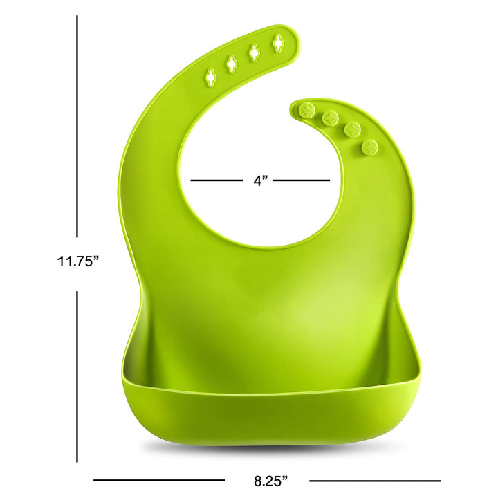 Set of 2 Cute Silicone Baby Bibs for Babies & Toddlers (10-72 Months) Waterproof, Soft, Unisex, Non Messy - Turquoise/Lime Green…