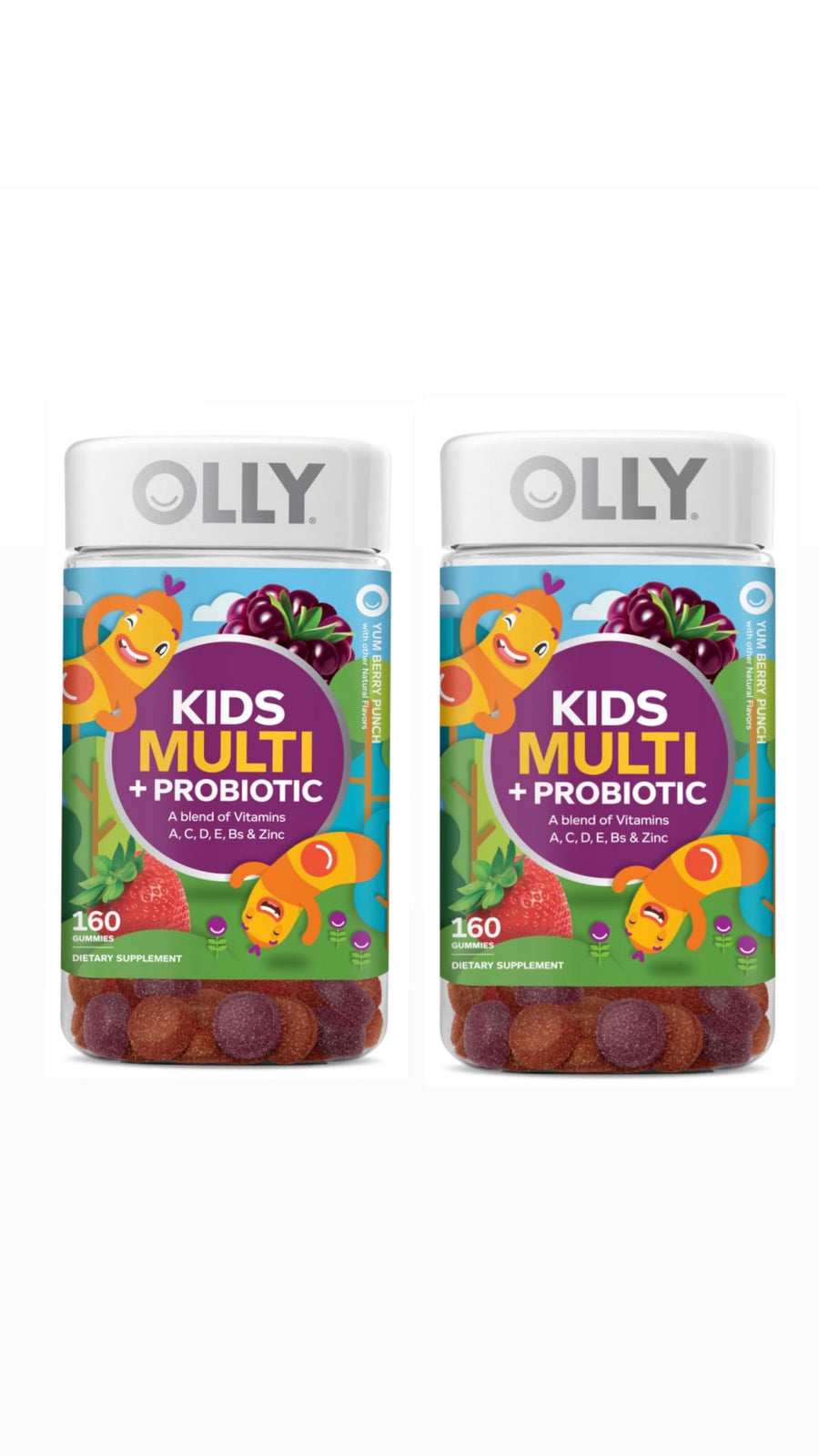 Kids Multivitamin + Probiotic 160 Gummies (2pack) Gummy, Digestive and Immune Support, Vitamins A, D, C, E, B, Zinc, Kids Chewable Supplement, Berry, 160CT (2 Pack) (320)