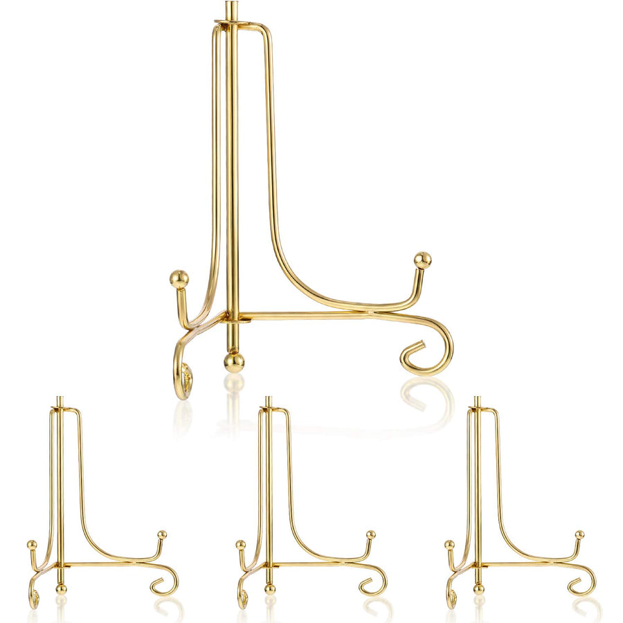 4 Packs Plate Stands for Display 6 Inch Plate Holder Display Stand, Iron Easel Picture Frame Holder, Decorative Photo Holder Stand for Home Decoration (Gold, 6 Inch)