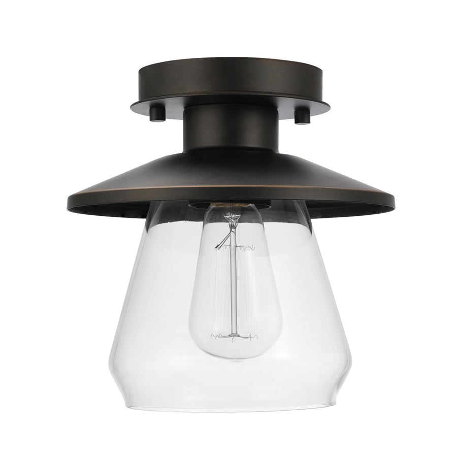 64846 1-Light Semi-Flush Mount Ceiling Light, Oil Rubbed Bronze, Clear Glass Shade, Ceiling Light Fixture, Bedroom Lights for Ceiling, Dining Light Fixture, Bulb Not Included