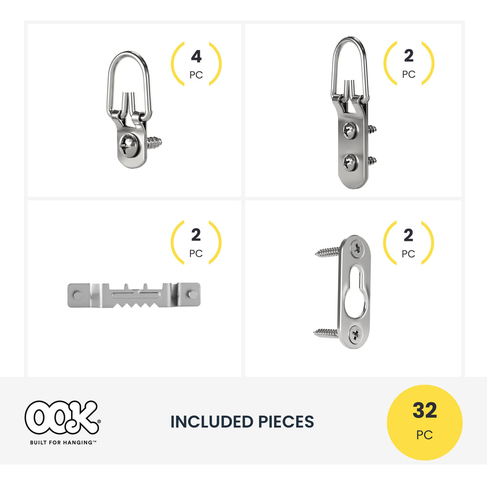 OOK by Hillman 59242 Zinc Ring Assorted Hanger and Picture Frame Back Kit, 32 Piece