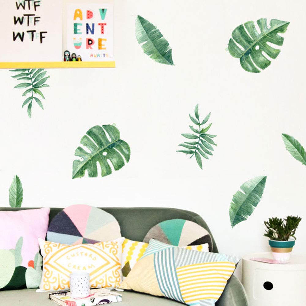 96 Pcs Palm Leaf Wall Stickers Decals, Floor Decals, Classroom Home Party Decoration Removable Tropical Plants Tree Leaves Stickers for Kids Nursery Room Decor