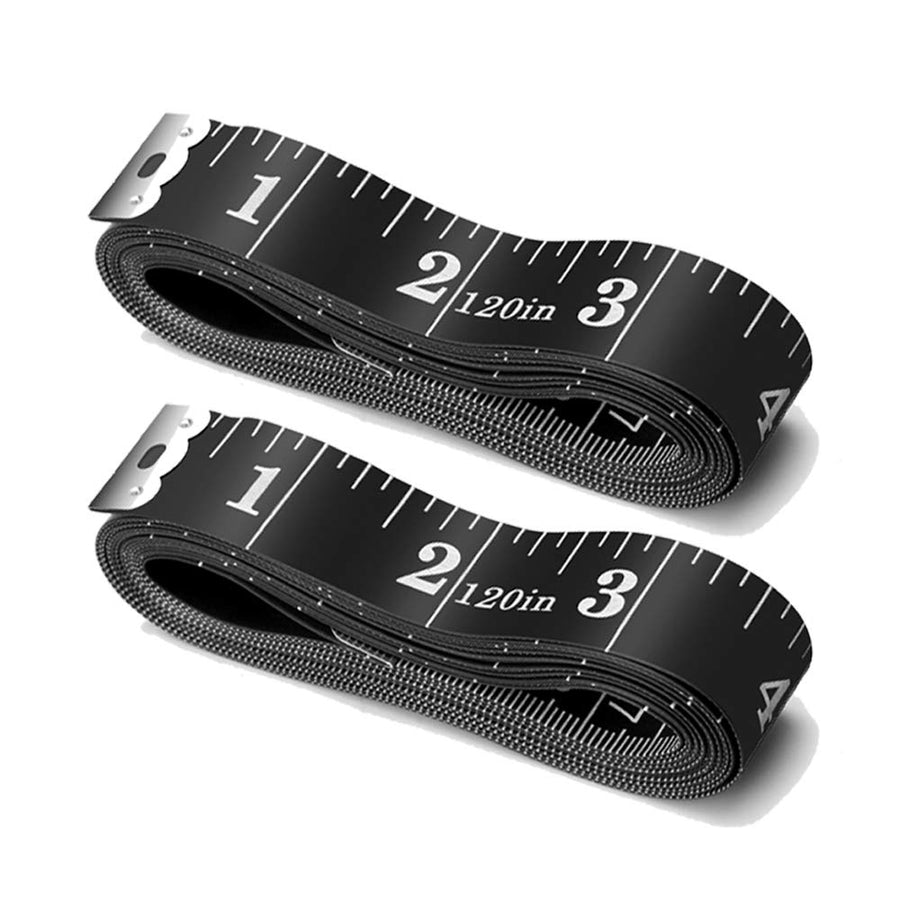 Tape Measure 300cm/120 Inch Double-Scale Soft Tape Measuring Body Weight Loss Medical Body Measurement Sewing Tailor Cloth Ruler Dressmaker Flexible Ruler Tape Measure (Black)2 Pack
