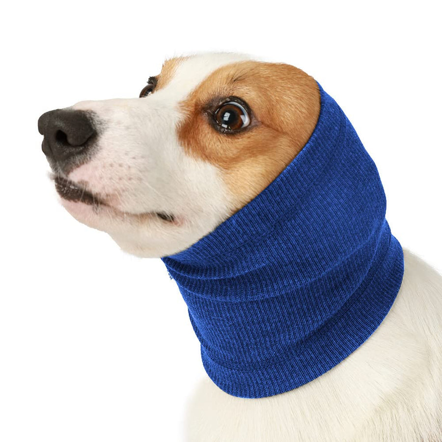 Pet Hoodie, Dog Snood Dog Neck and Ears Warmer Pet Dog Comforting Headgear Anti-Fright Doggie Ear Muffs Thunder Dog Ear Muffs Noise Protection for Anxiety Relief Calming,Blue M