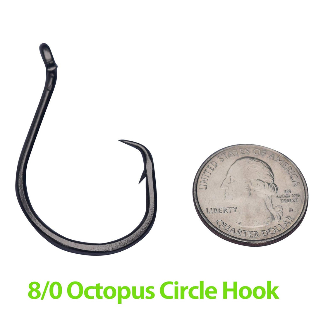 Heavyweight Catfish Hooks - Offset Octopus Circle Hooks - 25 Pack (8/0)