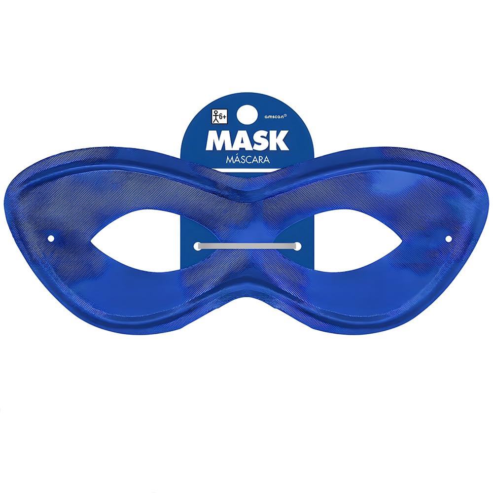 Vibrant Blue Plastic Superhero Mask (2.78 x 8 .25) 1 Pc - Ideal for Costumes & Parties