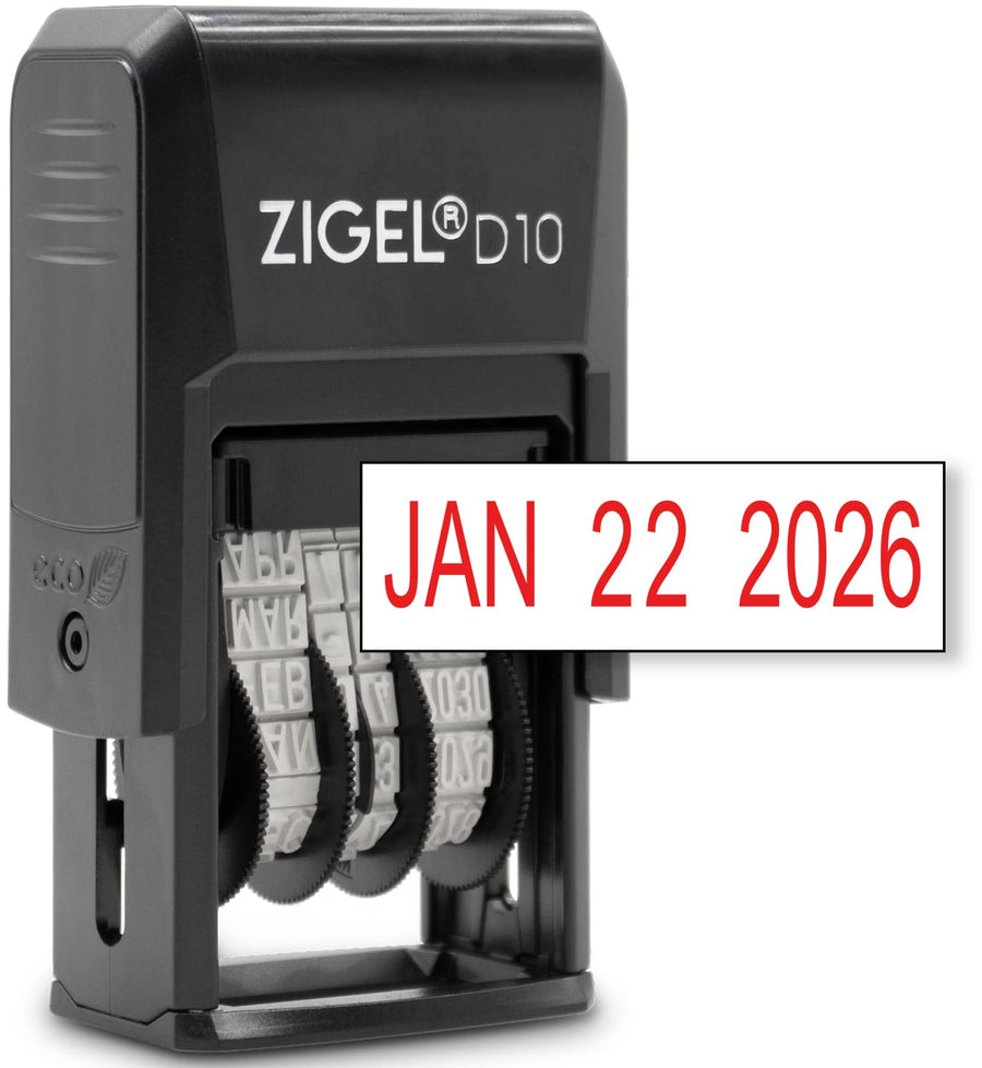 D10 Office Date Stamp - Self Inking Date Stamp - Red
