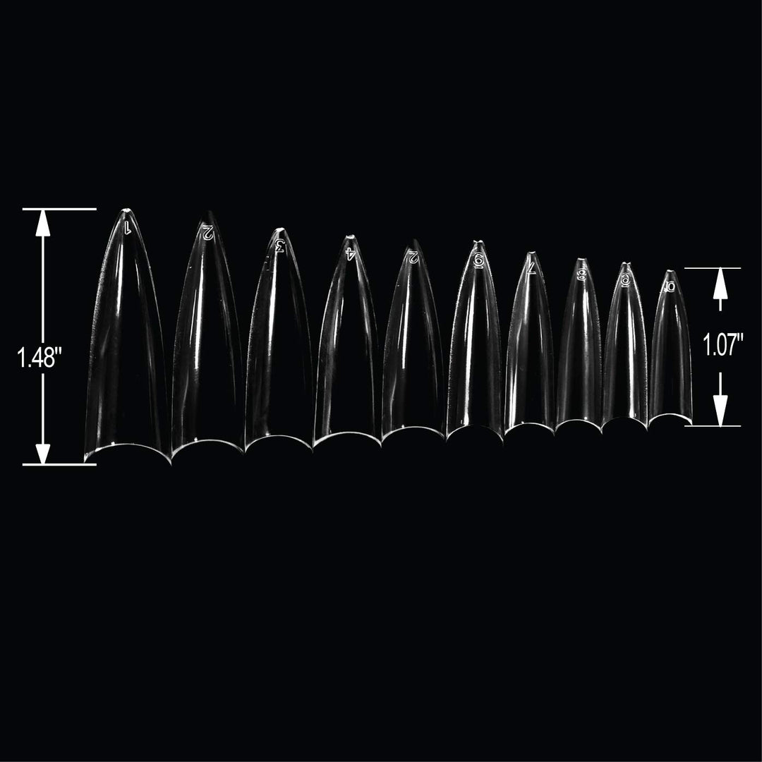 Clear Long Stiletto 500 Acrylic False Fake Nail Tips With Clear Plastic Case for Nail Salon Nail Shop (Clear L.Stiletto)