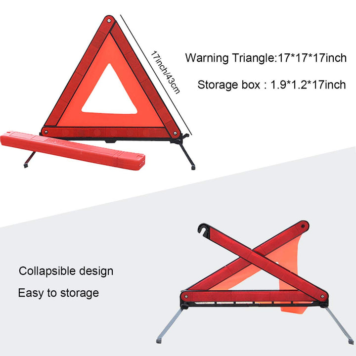 Foldable Car Roadside Emergency Kit with 2 Reflective Warning Triangle,2 Visibility Roadside Vest for Roadside Breakdowns Emergencies