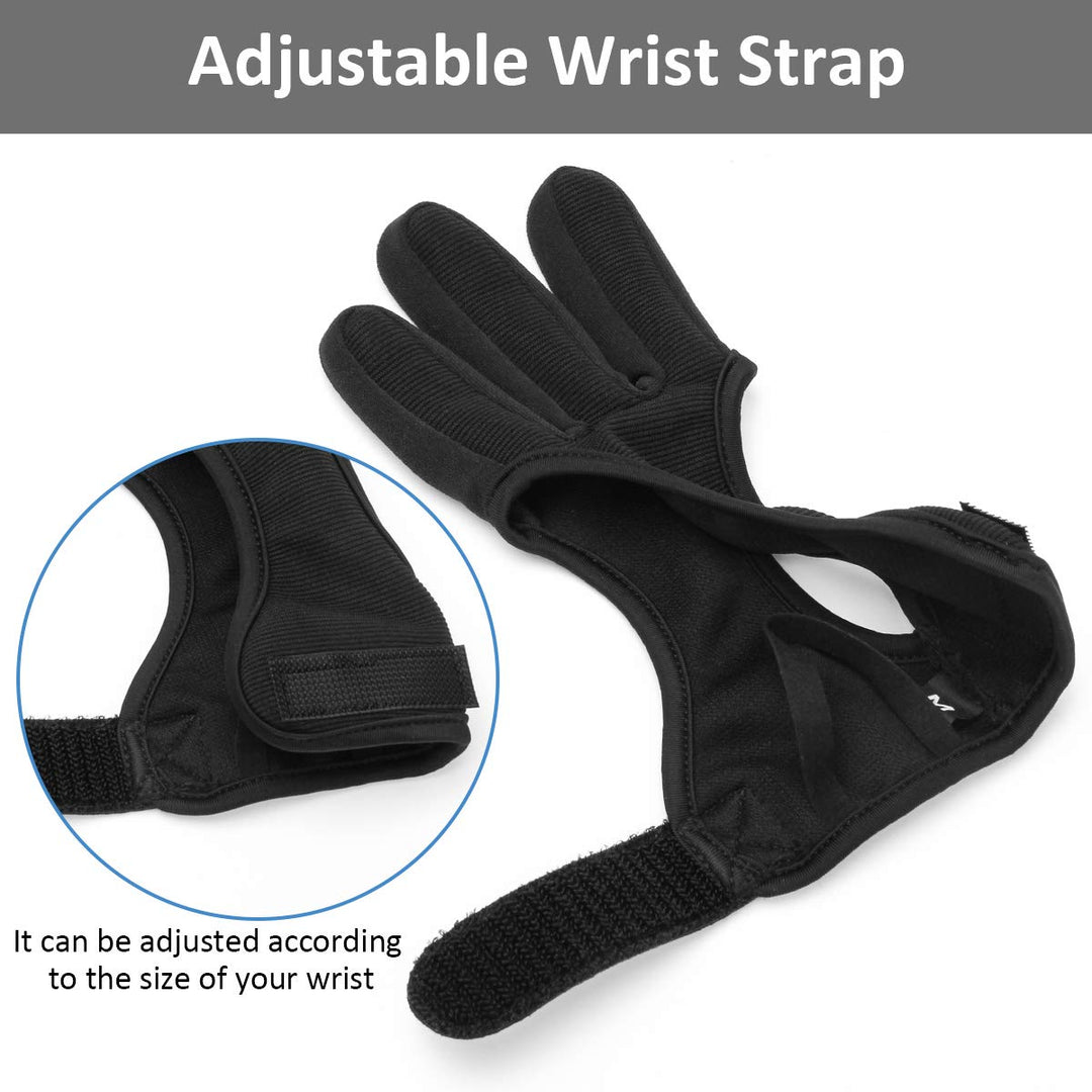Archery Glove Three Finger Leather Archery Protective Gloves Archery Shooting Gloves for Kids, Archery Protective Gear Accessories (L)