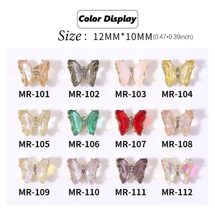 62pcs 3D Butterfly Nail Charms 50pcs Silver Nail Butterfly Charms for Nails 12pcs Zircon Crystal Butterfly Nail Gems Nail Charms for Acrylic Nails Butterfly Nail 3D Charms for Nails