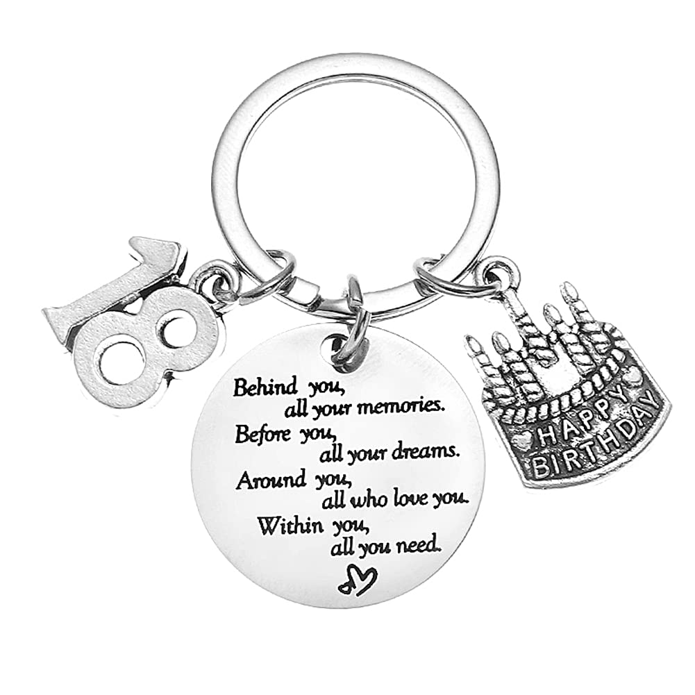 18th Birthday Gifts for Girls Boy Behind You All Your Memories Keychain Gift for 18 Year Old Daughter Son Birthday Gifts for Her Him Girl Boys Keyrings