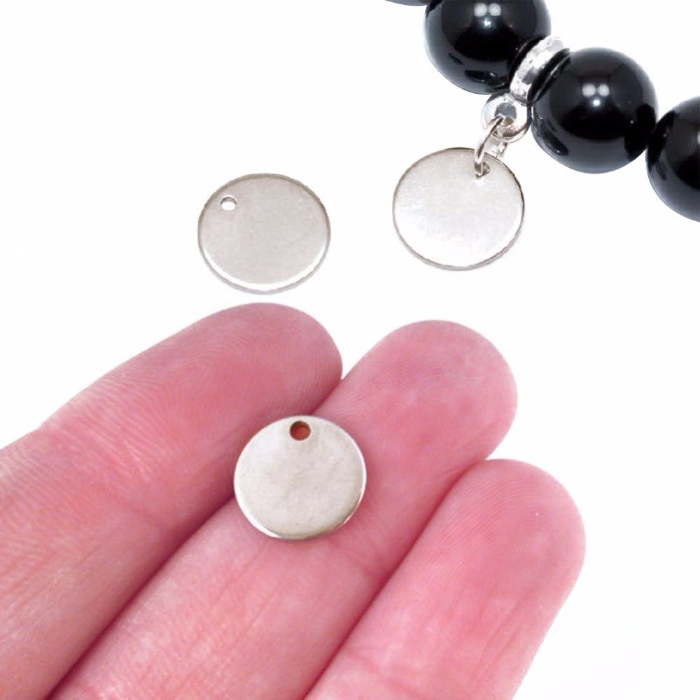 Royee 100 Pcs Flat Blank Stamping Tag Stainless Steel Mini Discs Pendants Charms for Earring Jewelry DIY Making Bracelet Necklace Keychain Craft Art Project (10 mm)