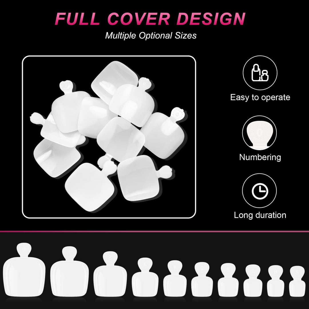 False Toenails 500Pcs White Toe Nails Full Cover Press on Nail Art Design Home DIY Nail Salon, 10 Sizes with Box (White)