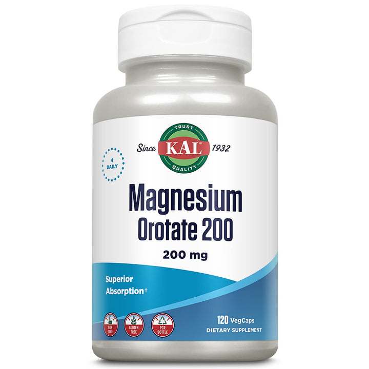 Magnesium Orotate 200 mg, Superior Absorption Formula, Chelated Magnesium for Healthy Bones, Teeth, Nerve and Muscle Function, Vegetarian, Non-GMO, Gluten Free, 30 Servings, 120 VegCaps