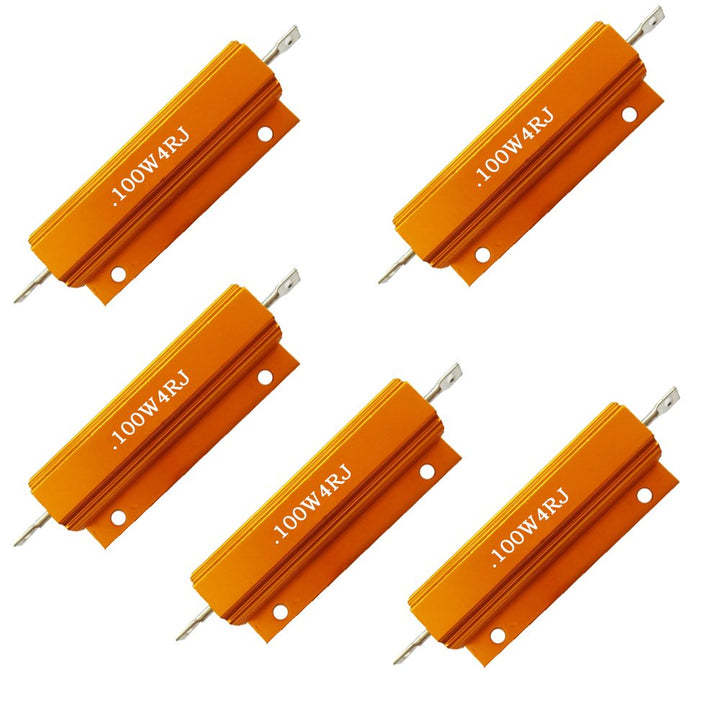 Set of 5 100W Watt Shell Power Aluminum Housed Case Wirewound Resistor 4R Ohm