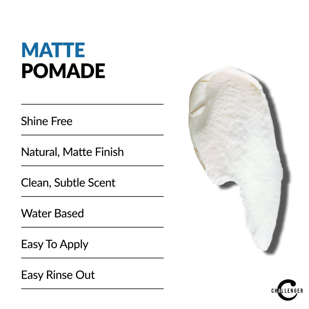 Men’s Matte Cream Pomade | Natural Shine Free Finish Product | Clean & Subtle Scent | Medium Firm Hold & Travel Friendly | 3oz