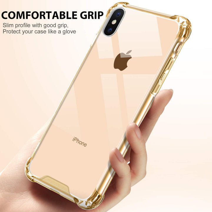 for iPhone Xs Max Case Clear iPhone Xs Max Case Cute Shock Absorption TPU Bumper Phone Case Cover Slim Anti Scratch Hard PC Back Hybrid Protective Case for iPhone Xs Max 6.5inch 2018 (Gold)