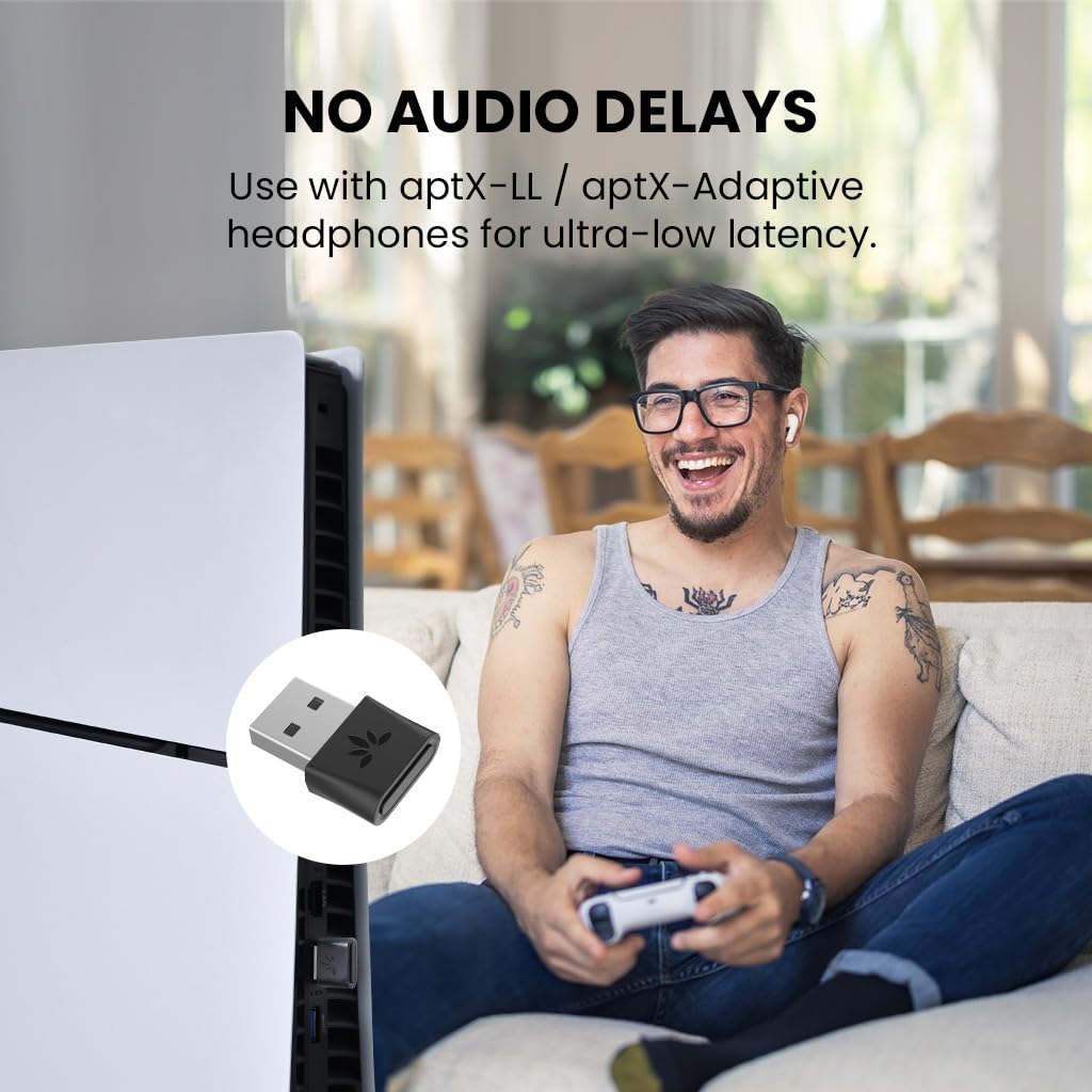 DG80 - Bluetooth 5.3 Adapter for PS5 & Gaming Consoles with Low Latency & aptX-Adaptive, Wireless Audio Transmitter for Headphones & Earbuds