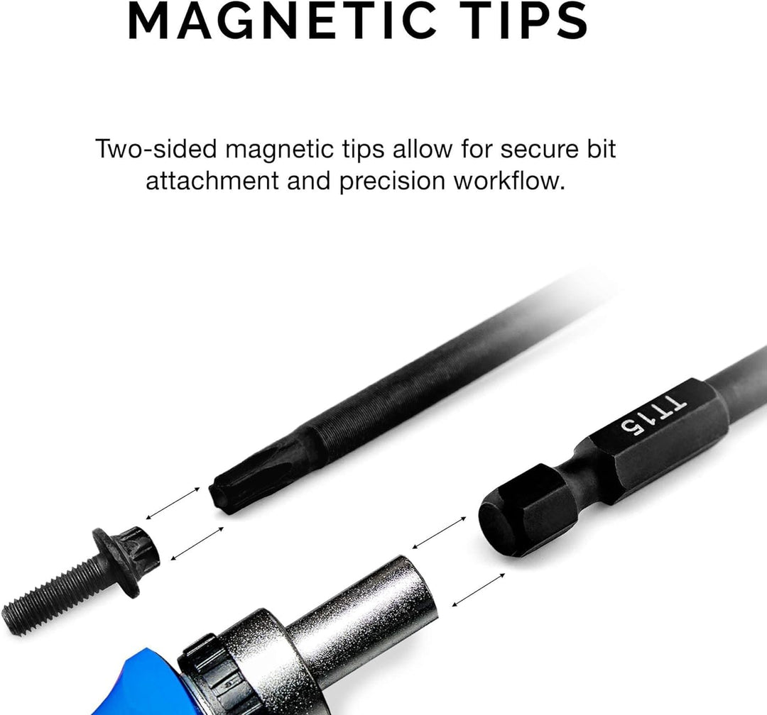 01149A Torx Head Drill Bit Set, 11-Piece Sizes TT6 to TT40 | Tamperproof Magnetic Torx Bits | 3 Quick Release Shanks | Premium S2 Steel | Compatible with Power Drills and Impact Drivers