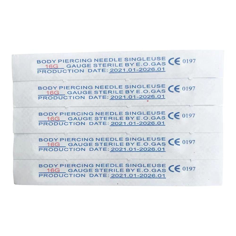 16G 10 Pieces Body Ear Navel Nose Lip Nipple Piercing Needles