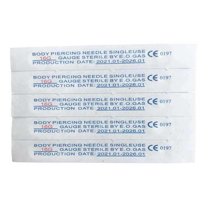 16G 10 Pieces Body Ear Navel Nose Lip Nipple Piercing Needles