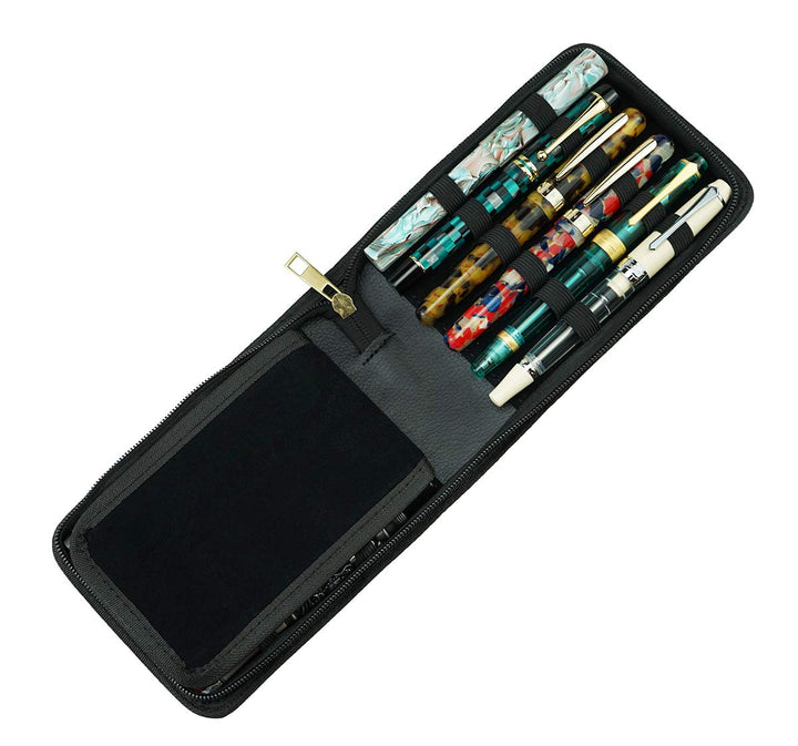 12 Fountain Pen Case PU Leather, Rollerball Pen Display Holder Bag, Pouch Large Capacity for Your Collection - Black