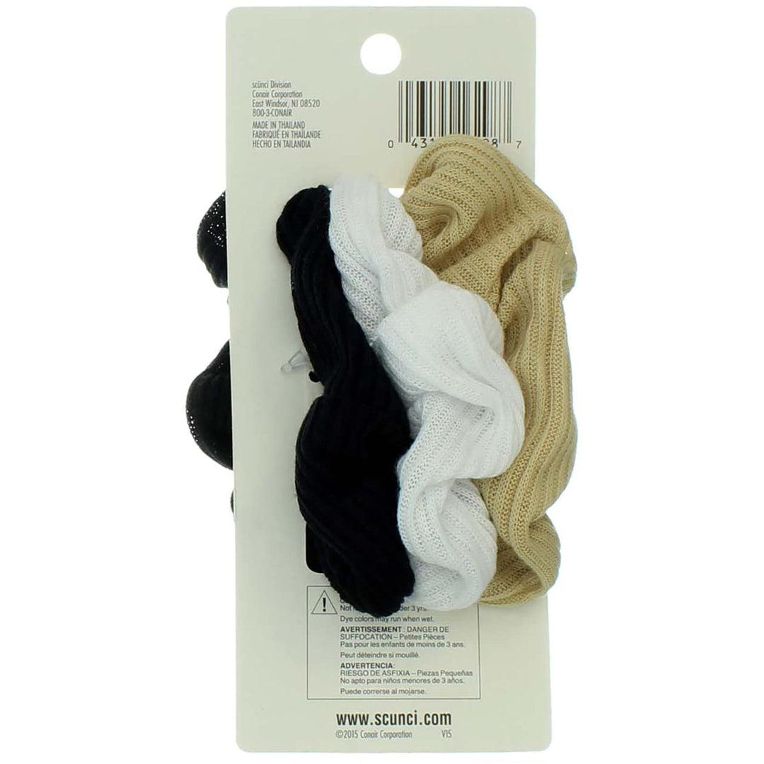 Scunci Effortless Beauty 2 X 2 Basic Ribbed Twisters, 3 Count, Colors May Vary by Scunci