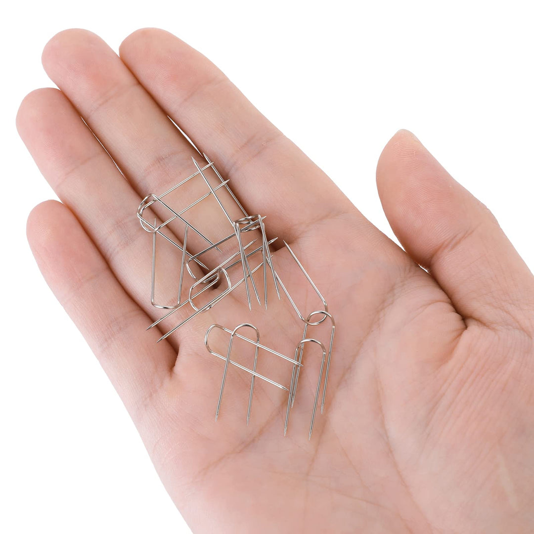 100 Pieces Sewing U-pins Fork Pins for Fabric Craft Pins Quilting Pins Double Blocking Pins Ornament Hanger U Hooks for Sewing Fabric Craft Jewelry Making 0.91 x 0.2 Inch