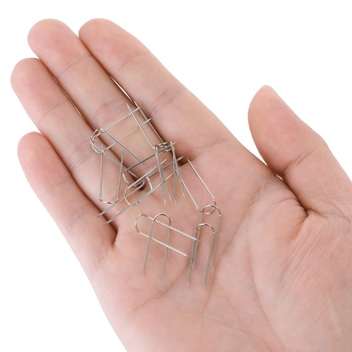 100 Pieces Sewing U-pins Fork Pins for Fabric Craft Pins Quilting Pins Double Blocking Pins Ornament Hanger U Hooks for Sewing Fabric Craft Jewelry Making 0.91 x 0.2 Inch