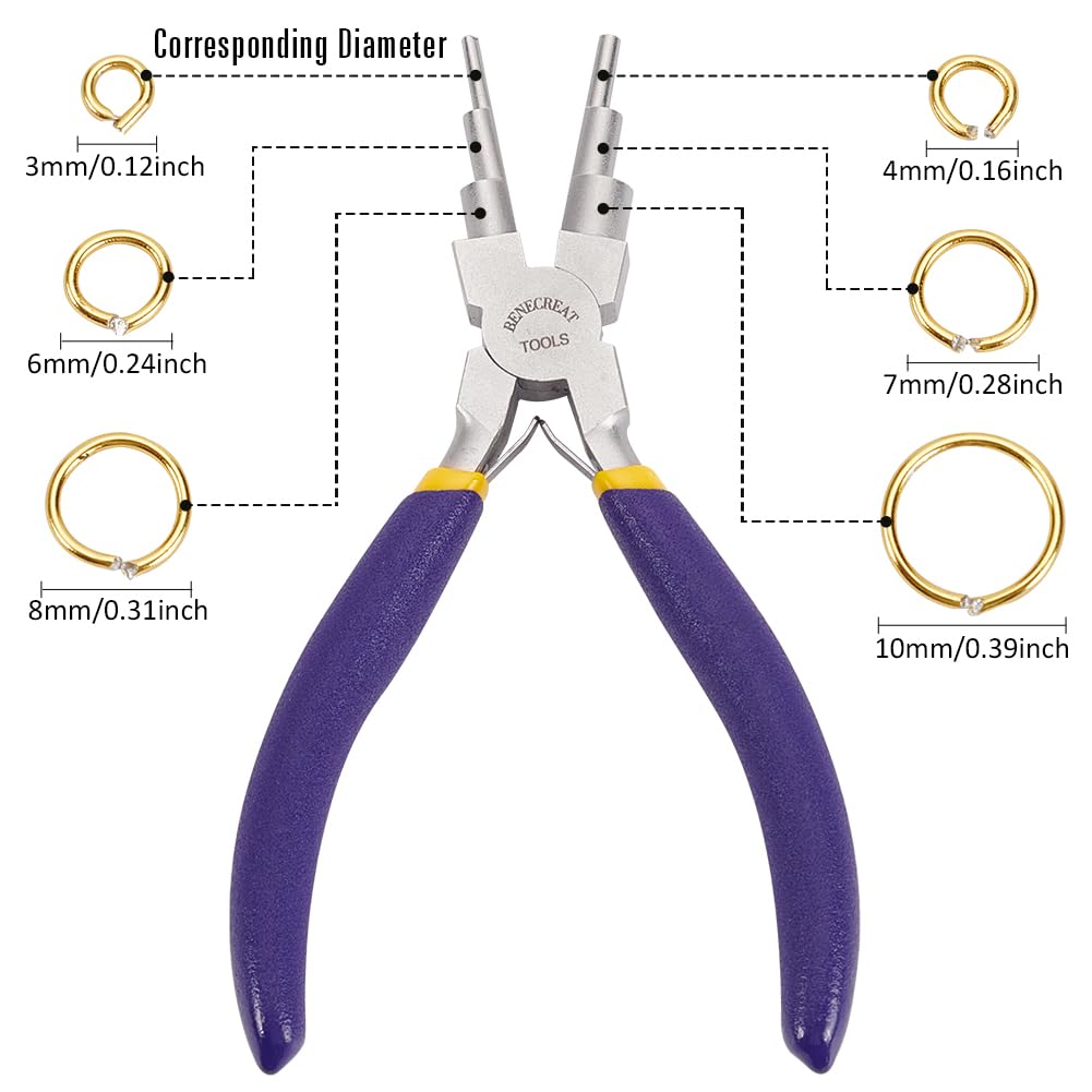 6 in 1 Bail Jewelry Making Pliers Wire Bending Pliers Looping Pliers with Non-slip Comfort Grip Handle for 3mm to 10mm Loops and Jump Rings