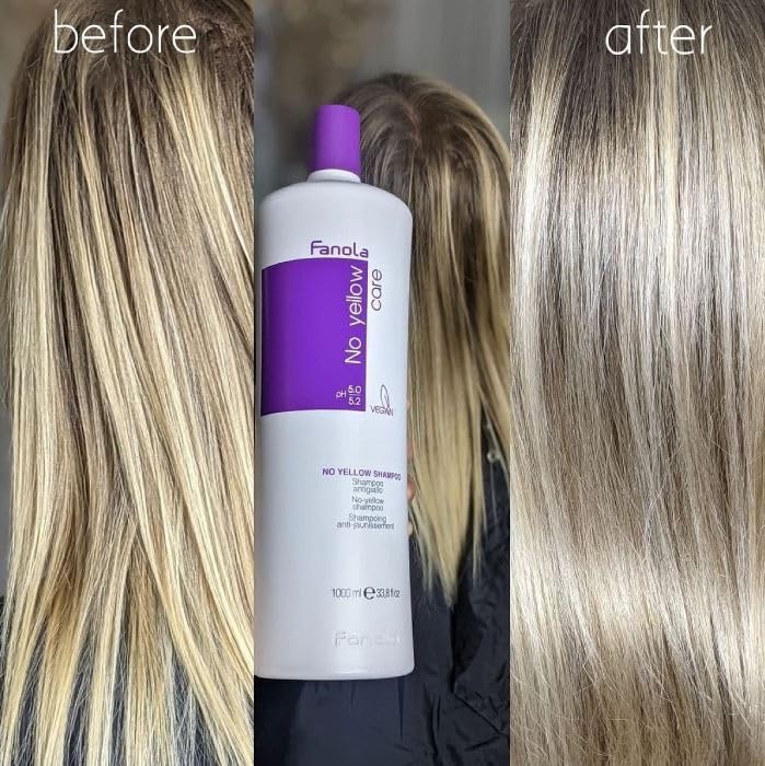 No Yellow Shampoo With Purple Violet Pigments To Eliminate Unwanted Yellow Tones & Brassiness In Platinum, Light Blonde, Gray, Bleached, or Highlighted Hair 1000ml