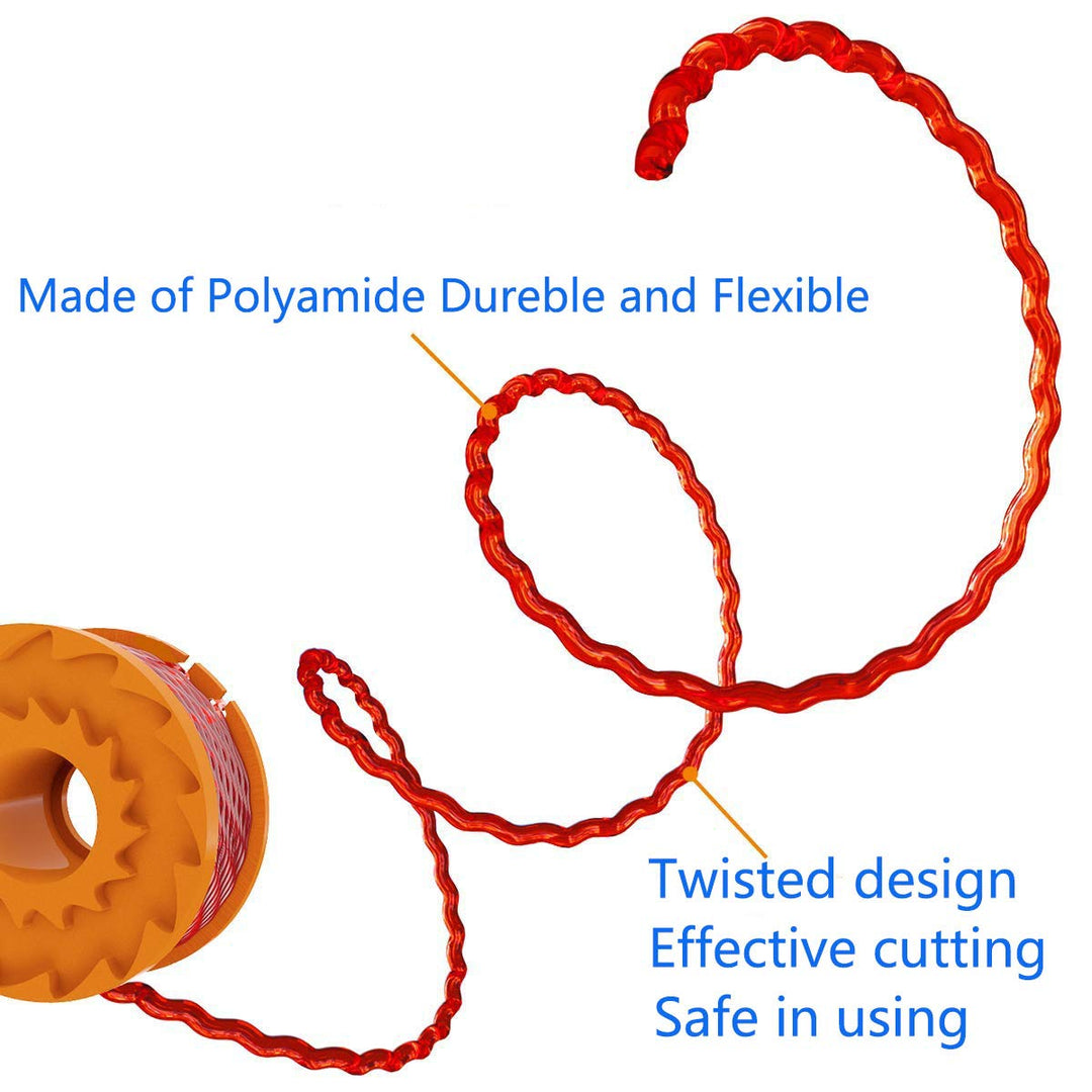 WA0010 Trimmer Replacement Spool Line, Compatible with Worx Trimmer spools Weed Eater String for Electric String Trimmers,Weed Wacker Spool Replacement Parts,(10ft 0.065,8 Pack Line,2 Cap)